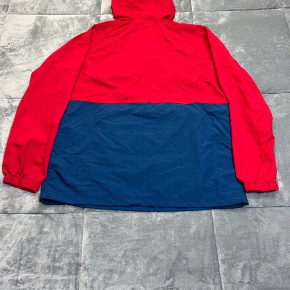 L.L. Bean Jacket Men's Sz M 1/2 Zip Windbreaker Hooded Anorak Red Blue - Picture 9 of 12